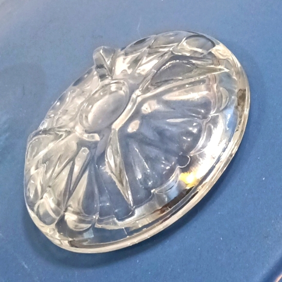 Vintage Mid-Century Clear Glass Powder Jar with Lidded Atomic Sunburst Base - Picture 7 of 7